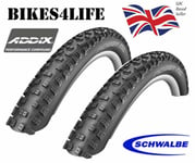 2 x Schwalbe Nobby Nic 26 x 2.25 Wired Mountain Bike Tyres + Presta Valve Tubes