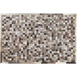 Beliani - Tapis Rectangulaire Patchwork 160 x 230 cm Marron Beige et Gris en Peau de Vache Naturel Motif à Carreaux pour Intérieur Rétro Moderne