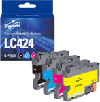 Lc424 Lot De 4 Cartouches D'Encre Compatibles Brother Lc-424 Lc 424 Pour Imprimantes Brother Dcp-J1200W Dcp-J1200We (1 Noir, 1 Cyan, 1 Magenta, 1 Jaune)[X1490]