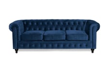 Chesterfield Lyx Fløyelssofa 3-seter - Blå Velour sofa & fløyel Manor House