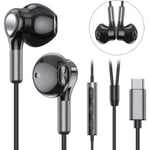 USB C-hörlurar för Samsung Galaxy S23 Ultra S22 S21 FE S20 A53 A54 USB C-hörlurar med mikrofon In-ear-hörlurar med kabel Hörlurar USB Typ