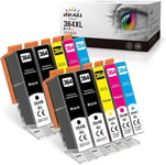 364XL 364 XL Ink 364 10 Pack Compatible Cartouche d'encre pour HP 364 XL 364 pour Photosmart 5520 5510 5515 6520 6525 Deskjet 3520 Officejet 4620 4622(Noir Cyan Magenta Jaune,10-Pack)(Q300)