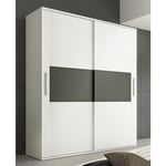 Armoire, placard garde-robe 2 portes coloris Blanc, graphite - Longueur 180 x Profondeur 55 x Hauteur 207,60 cm Pegane