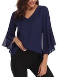 Gyabnw Chemisier Femme Chic et Élégant Blouse Fluide Tunique Mousseline Hauts Formels Décontractés Bureau de Mariage