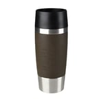 Emsa 513360 TRAVEL MUG, Mug isotherme fermeture par pression Quick Press, 100% hermétique, silicone, 360 ml, Brun