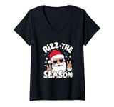 Womens Funny Christmas Rizz The Season Santa Pink Bubble Gum Xmas V-Neck T-Shirt