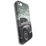 COQUE RIGIDE SIGNATURE VINTAGE VOITURE POUR APPLE IPHONE 5 5S SE 2016 NOIR GRIS