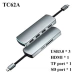 Usb-c Type C Hub Usb 3.0 Splitter Pd Charging Adapter Grey Tc62a