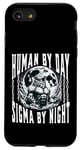 Coque pour iPhone SE (2020) / 7 / 8 Human by day – Sigma by night – Loup-garou Meme Rizz pleine lune