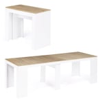 Table console extensible orlando 10 personnes 235 cm bois blanc et façon hêtre