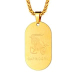 FaithHeart Collier Plaque Militaire Homme Femme Signe Astrologique Capricorne Or Acier Inoxydable Chaîne Ajustable 55cm