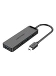 Vention Hub 5in1 with 4 Ports USB 3.0 and USB-C cable 1m Black USB Hub - USB 3.0 - 4 porte - Svart