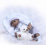 Reborn Baby Dolls Toddler 22 '55 Cm Full Body Silicone Réaliste Reborn Babies Peau Noire Réaliste Bébé Poupée Bain pour Enfants Cadeau Jouet de Noël pour Enfant de 3 Ans + Jouets