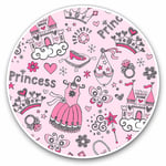 2 x Vinyl Stickers 25cm - Pink Pretty Princess Drawings Cool Gift #13104