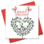 Christmas Card, Partridge in a pear tree , Happy Christmas, Pompom Embellished