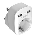 TESSAN Adaptateur Prise Anglaise, Prise Anglaise Adaptateur Francais avec 2 USB, Adaptateur Type G, Adaptateur UK, Adaptateur Prise Irlande, Prise Type G pour Angleterre Malte Malaisie Vietnam Chypre