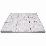 LULANDO Tapis de Jeu Puzzle de la série Art Collection, 145 cm x 145 cm x 9 cm (+/-2 cm), en Lot de 9 Coussins, matériau de Haute qualité, 100% Coton (Roses)