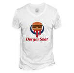 T-Shirt Homme Col V Burger Shot Geek Jeux Video Los Angeles