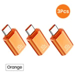 Adaptateur De Transfert De Données Usb Otg Vers Type C,Convertisseur Femelle Vers Mâle,Charge Rapide,Samsung,Xiaomi,Huawei,10a - Type 3 Orange Usb To C