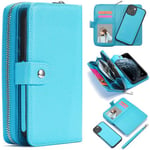 Apple iPhone 13 Mini Zipper Wallet Case LightBlue