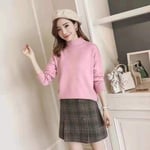 EIJFKNC women pullovers Winter women sweater ladies long sleeve knitted pullovers top femme pull tight shirts jumper,Pink,L