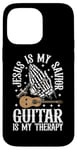 Coque pour iPhone 14 Pro Max Jesus Is My Savior Guitar Is My Therapy Foi Musique Amour