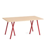 HAY - Loop Stand Table Maroon red powder coated steel frame L160 x W77,5 x H74 Clear lacquered oak tabletop Water-based lacquered oak edge - Matbord - Leif Jørgensen - Röd - Metall/Trä