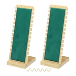 2pcs Wooden Necklace Display Stands Necklace Bracelets Chains Organizer Green