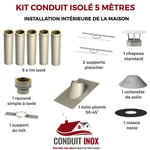 Kit conduit isole en interieur - 5 mètres 100 - Inox