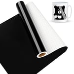 Vinyle Adhésif Noir Brillant, 30 x 457 cm Vinyle adhésif Noir pour Cricut, Silhouette Cameo, Vinyle permanent pour Cadeaux de Bricolage, Mug, Fenêtre, Céramique, Plastique