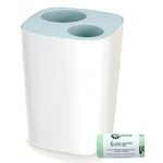 Joseph Joseph Split™ 8 Waste & Recycling Bathroom Bin–white&blue & 50 X 6l Bags