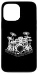 Coque pour iPhone 13 Pro Max Ensemble de batterie 3D Wireframe - Vintage Drummer Drums Lover