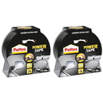 Henkel Pattex Power Tape - Adhésif extra-fort noir (rouleau de 25 m) – Bande adhésive toilée tous supports – Ruban adhésif étanche pour charges lourdes (Lot de 2)