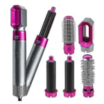 Electric Hair Styler Hair Dryers 5 In 1 Hair Curler Automatic Hair Straighteners Blow Dryer Brush Dry & Wet Curling Iron Set(color:rose Red)