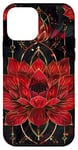 Coque pour iPhone 12 mini Rouge Art Déco Géométrique Zen Fleur de Lotus Spirituelle Nouveauté