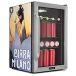 Beersafe 70 Birra Milano Edition Réfrigérateur 70 litres 3 clayettes Porte vitrée panoramique Acier inoxydable