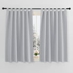 PONY DANCE Rideaux Occultant Isolant Thermiques de Fenêtre Décoration Maison Chambre Draperies Anti Froid Chaleur Panneaux Opaque, Gris Argent, L 140 x H 137 cm, 2 Pcs