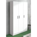 Armoire polyvalente 3 portes coloris blanc - Longueur 110 x profondeur 35 x hauteur 180 cm -PEGANE-