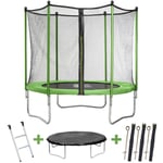 Habitat Et Jardin - Trampoline 'Yoopi' - ø 1.8 m - Avec filet + Echelle + Couverture + Kit d'ancrage