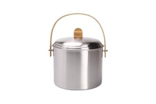 PEBBLY - Seau à Compost d'Intérieur en Inox et Anse en Bambou - 7 litres - Ø 22 x 25 cm - Filtre Anti-Odeur en Charbon inclus, Seau Élégant, Durable, Léger et Résistant, Sans Risque de Fuite