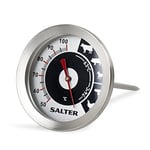 Salter 512 SSCR Analogue Meat Thermometer - Air Fryer Thermometer Probe, BBQ Grilling, Roasts, Stainless Steel , Easy Read Glass Lens, Temp Range 50°C - 100°C, Bi-Metal Sensor, Indoor, Outdoor Use