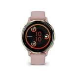 Montre GPS connectée - GARMIN - Venu 3S - 30,4mm (1,2") - Acier Soft Gold, boîtier rose et bracelet en silicone rose