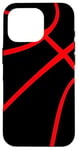 Coque pour iPhone 16 Pro Ballon de basket sport noir et rouge