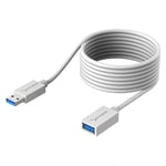 SABRENT Rallonge USB 3.2, câble d'extension USB mâle A vers femelle A (3M) super vitesse 5Gbps pour PS5, PS4, pc gamer, clé USB, clavier, scanner, hub USB, disque dur externe, et plus (CB-301W)