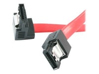 StarTech.com 12in Latching SATA to Right Angle SATA Serial ATA Cable (LSATA12RA1) - Câble SATA - Serial ATA 150/300 - SATA (F) pour SATA (F) - 30 cm - verrouillé, connecteur à angle droit - rouge...