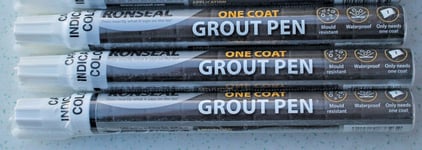 3x 7ml RONSEAL ONE COAT TILE GROUT PEN BRILLIANT WHITE WHITENER BATHROOM KITCHEN