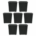 7 x Plastic 45L Laundry Basket with Hinge Lid Washing Clothes Storage Hamper Bin