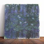 Big Box Art Canvas Print Wall Art Claude Monet Water Lillies No.2 | Mounted and Stretched Box Frame Picture | Home Decor for Kitchen, Living Room, Bedroom, Hallway, Multi-Colour, 14x14 Inch