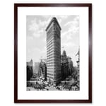 Flat Iron Building New York City Architecture 1903 Vintage Black and White Cityscape Photograph Artwork Framed Wall Art Print 12X16 Inch