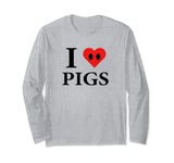 I Love Pigs Heart Snout Light Manche Longue